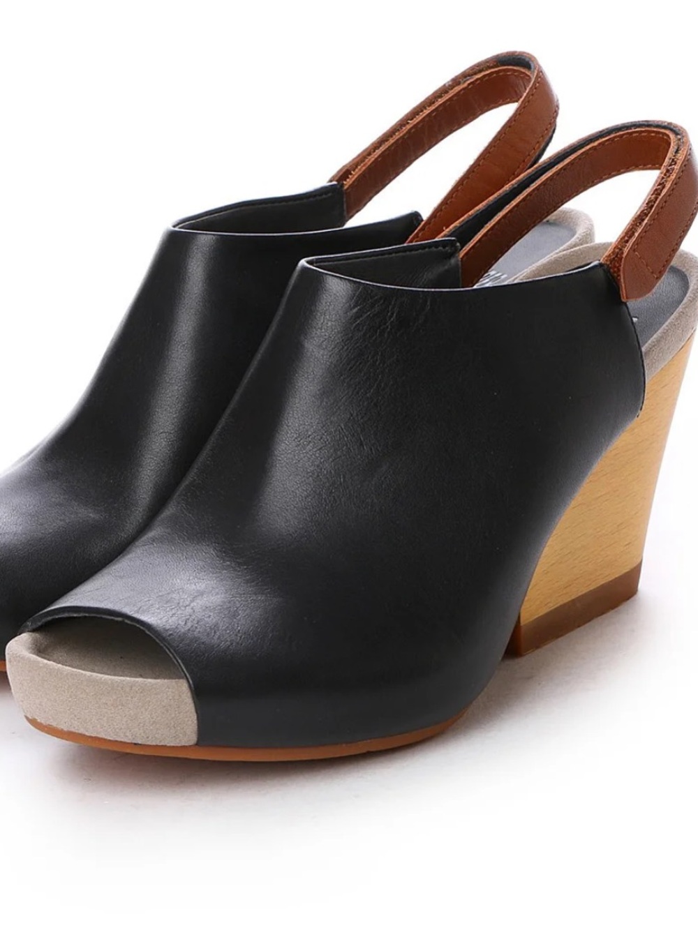 CAMPER Allegra Peep Toe Mule Size 7 (eu 37) Black Brown Sling